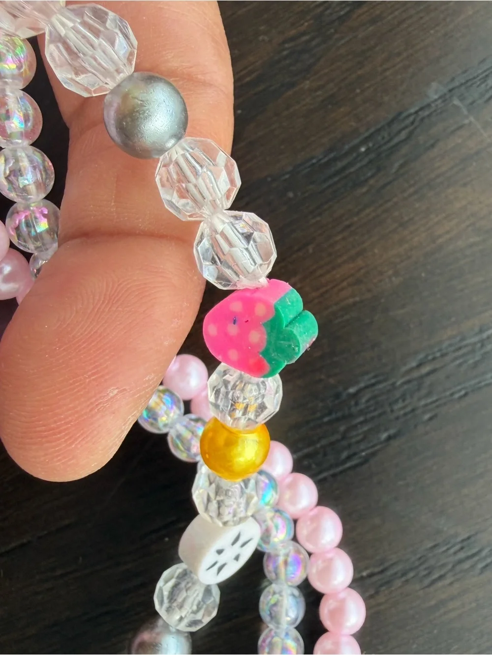Colorful Beaded 3 Necklace & Bracelet Set Fruit Flower Star Charms NWT